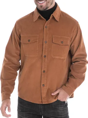 Men's Corduroy Shacket, Casual Stylish Long Sleeve Shirt Jacket Button Down