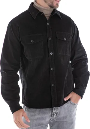Men's Corduroy Shacket, Casual Stylish Long Sleeve Shirt Jacket Button Down