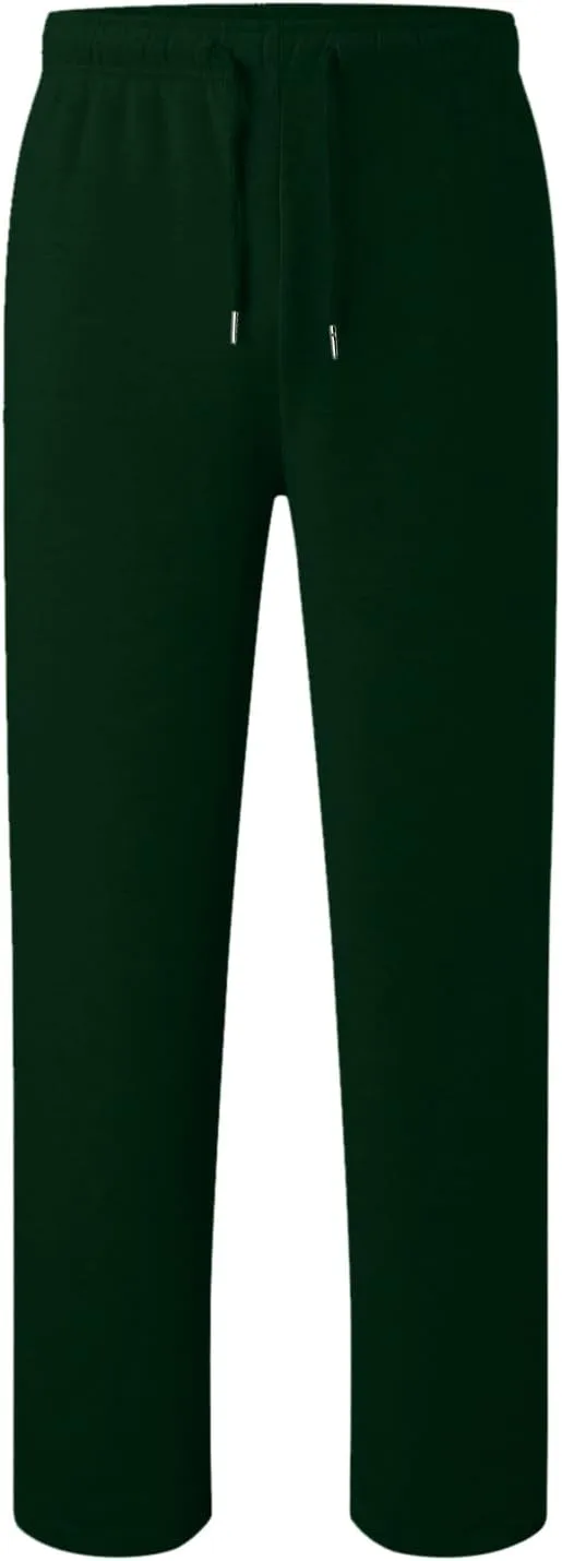Men's Heavyweight Fleece Cargo Sweatpants Baggy Sweat Pants with Pockets Elastic Waist Drawstring Joggers Trousers