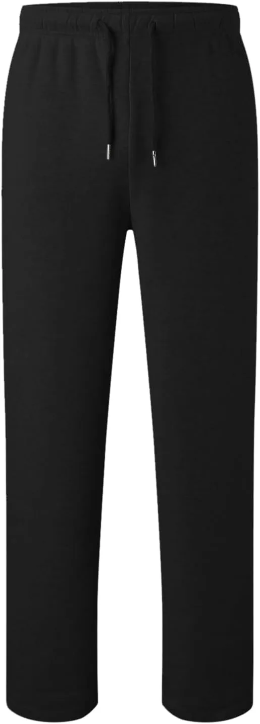 Men's Heavyweight Fleece Cargo Sweatpants Baggy Sweat Pants with Pockets Elastic Waist Drawstring Joggers Trousers