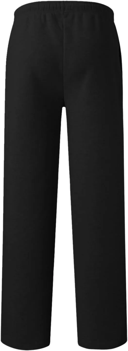 Men's Heavyweight Fleece Cargo Sweatpants Baggy Sweat Pants with Pockets Elastic Waist Drawstring Joggers Trousers