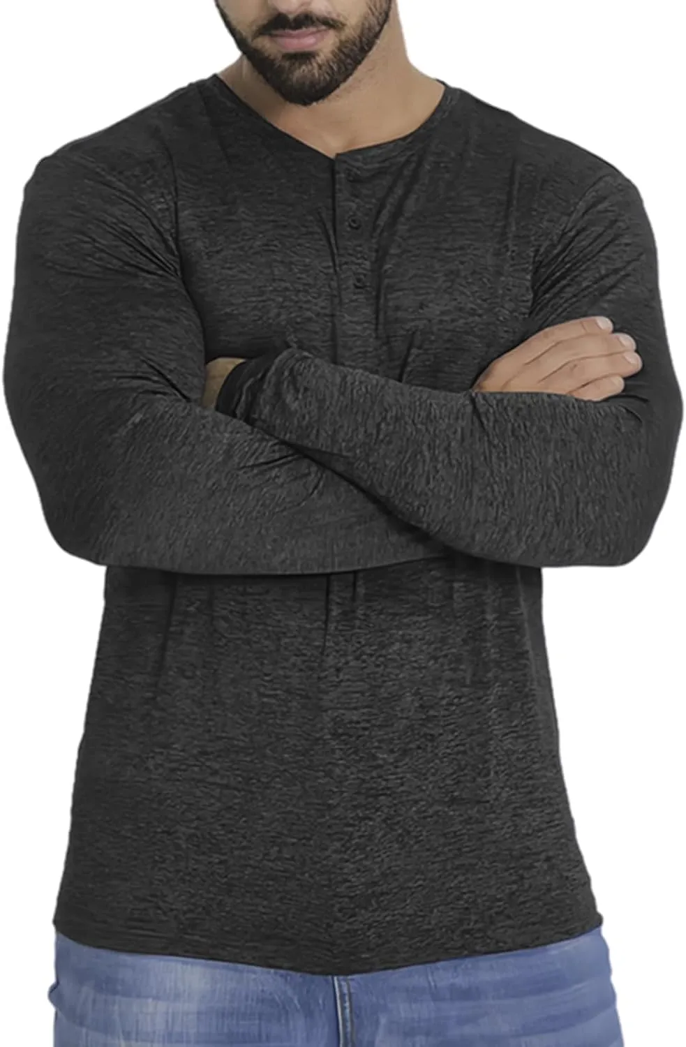 Mens Henley Shirt Dry Fit Tech 3 Button T Slim Fit Quick Dry Gym Tshirt Long Sleeve Lightweight Basic Casual Tee