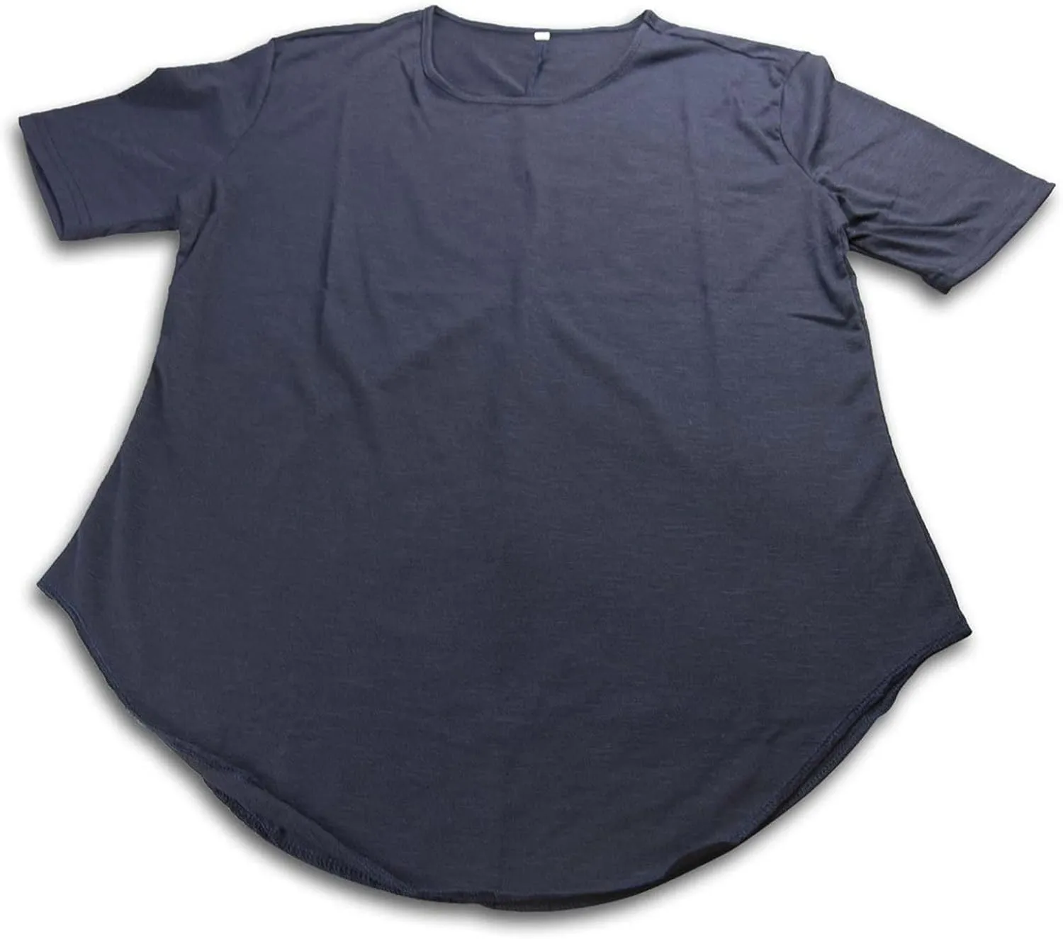 Men's Hipster Curved Longline Drop Tail Tee Top Long Hip Hop Shirts Gym Workout Slim Fit Short Sleeve