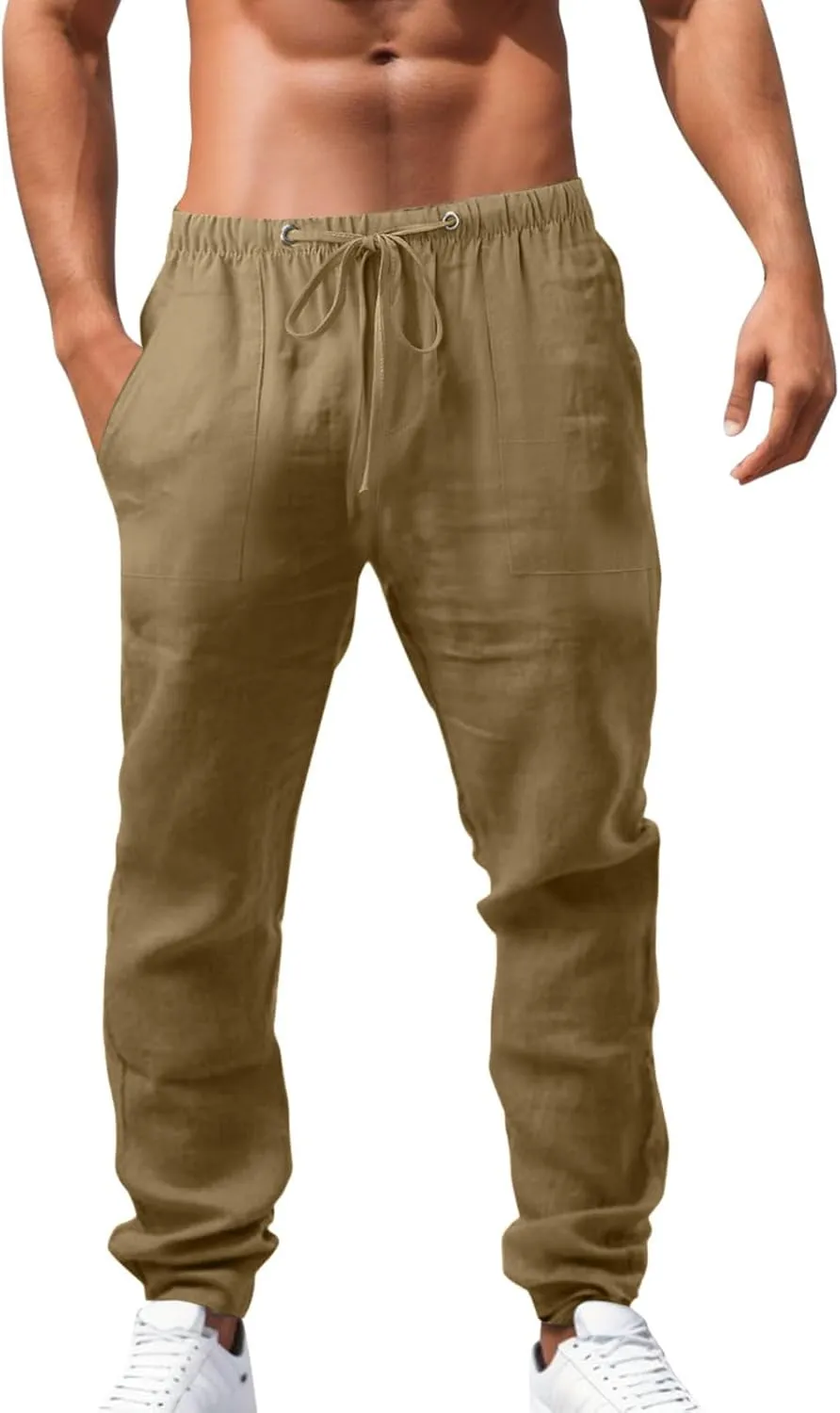 Men's Jogging Pants Casual Jogger Workout Gym Sweatpants Straight Leg Elasticated Waist Cargo Work Pant