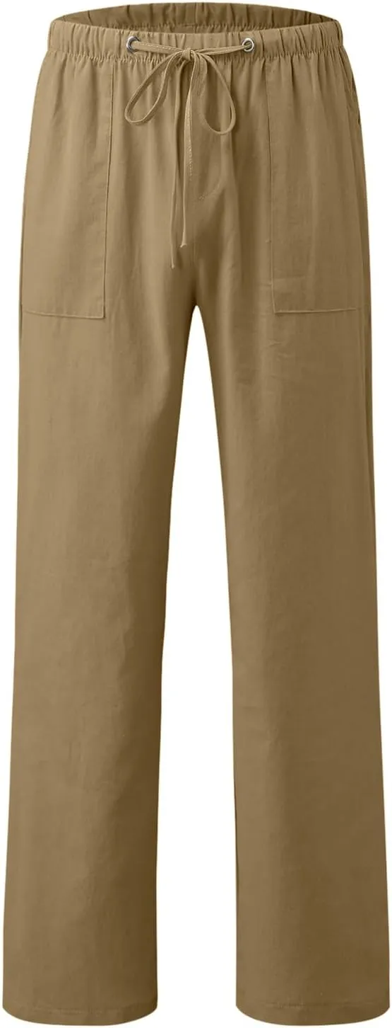 Men's Jogging Pants Casual Jogger Workout Gym Sweatpants Straight Leg Elasticated Waist Cargo Work Pant