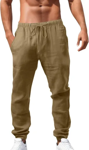 Men's Jogging Pants Casual Jogger Workout Gym Sweatpants Straight Leg Elasticated Waist Cargo Work Pant