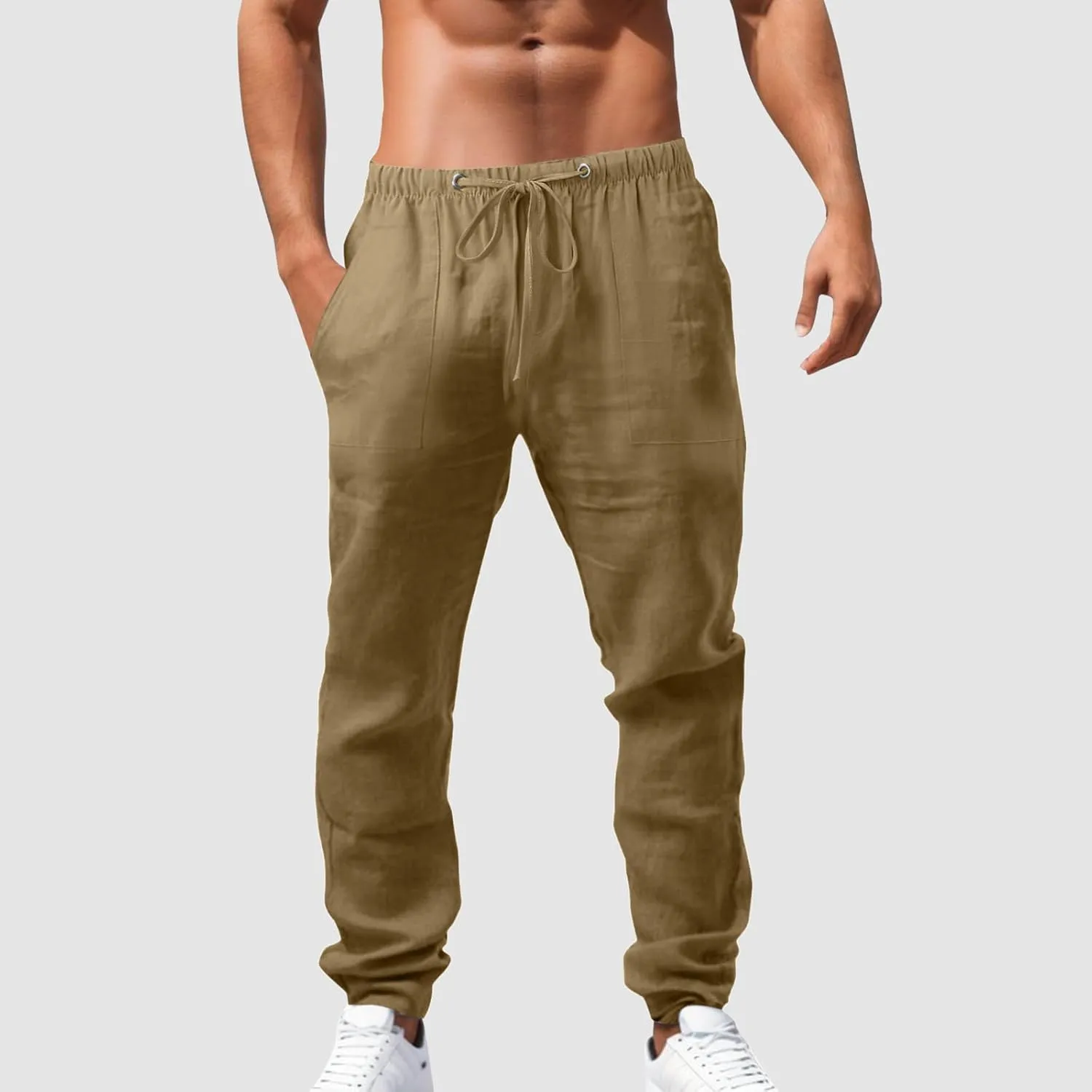 Men's Jogging Pants Casual Jogger Workout Gym Sweatpants Straight Leg Elasticated Waist Cargo Work Pant