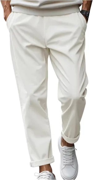 Mens Stretch Pull On Flat Front Chino Twill with Pockets Athletic Casual School Uniform Golf Kids Dress Pants