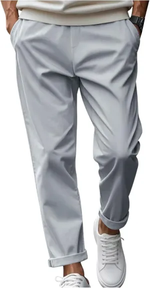 Mens Stretch Pull On Flat Front Chino Twill with Pockets Athletic Casual School Uniform Golf Kids Dress Pants
