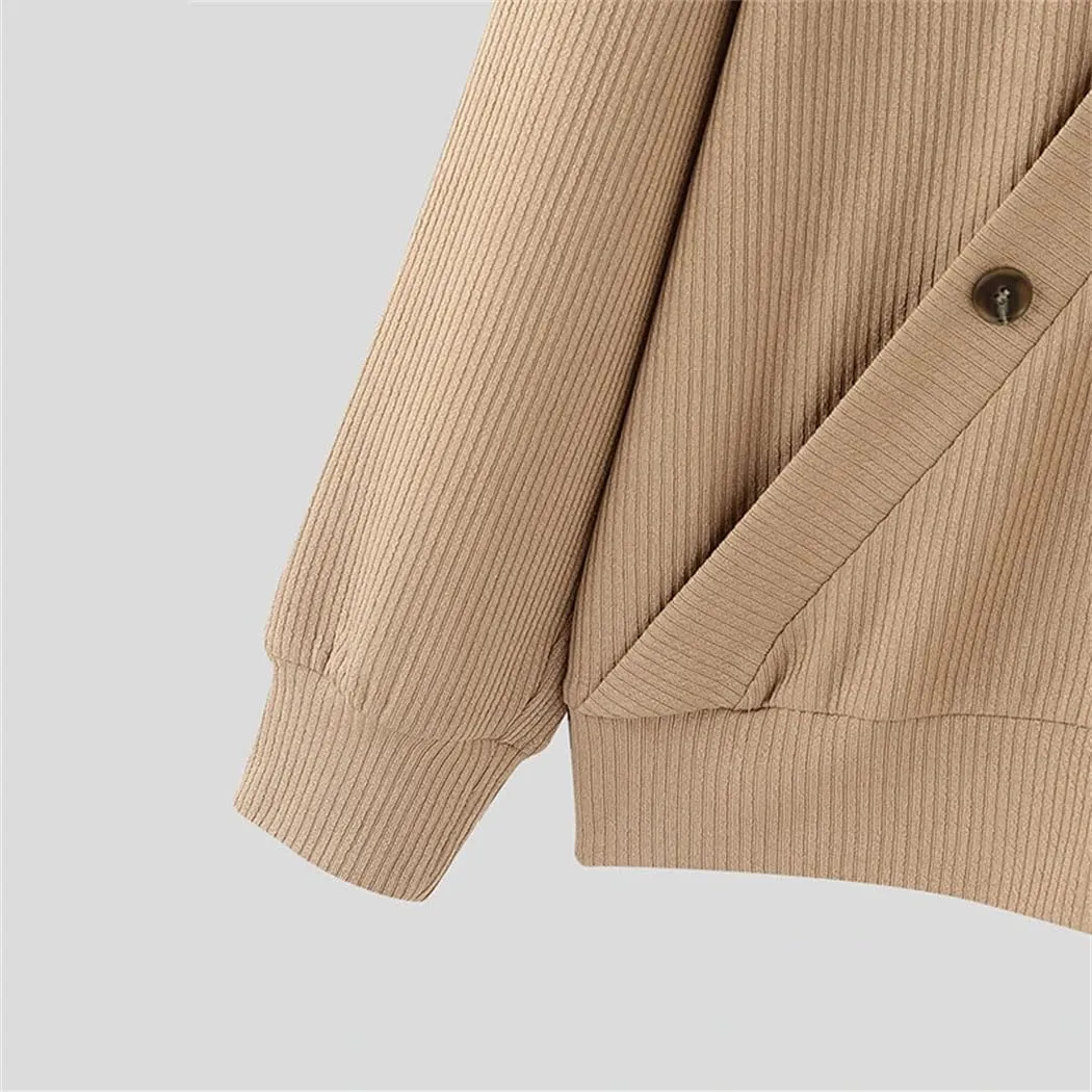 Men's Textured V-Neck Sweater Slim Fit Long Sleeve Knit Top Diagonal Pattern Casual Pullover