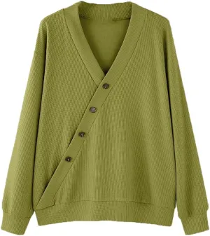 Men's Textured V-Neck Sweater Slim Fit Long Sleeve Knit Top Diagonal Pattern Casual Pullover