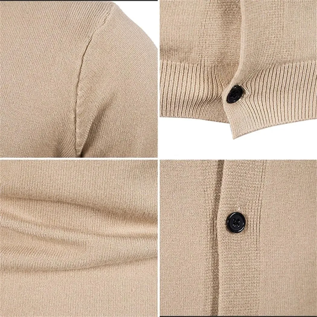 Men's Thin Knit Cardigan V-Neck Slim Fit Sweater Lightweight Solid Color Casual Coat for Autumn