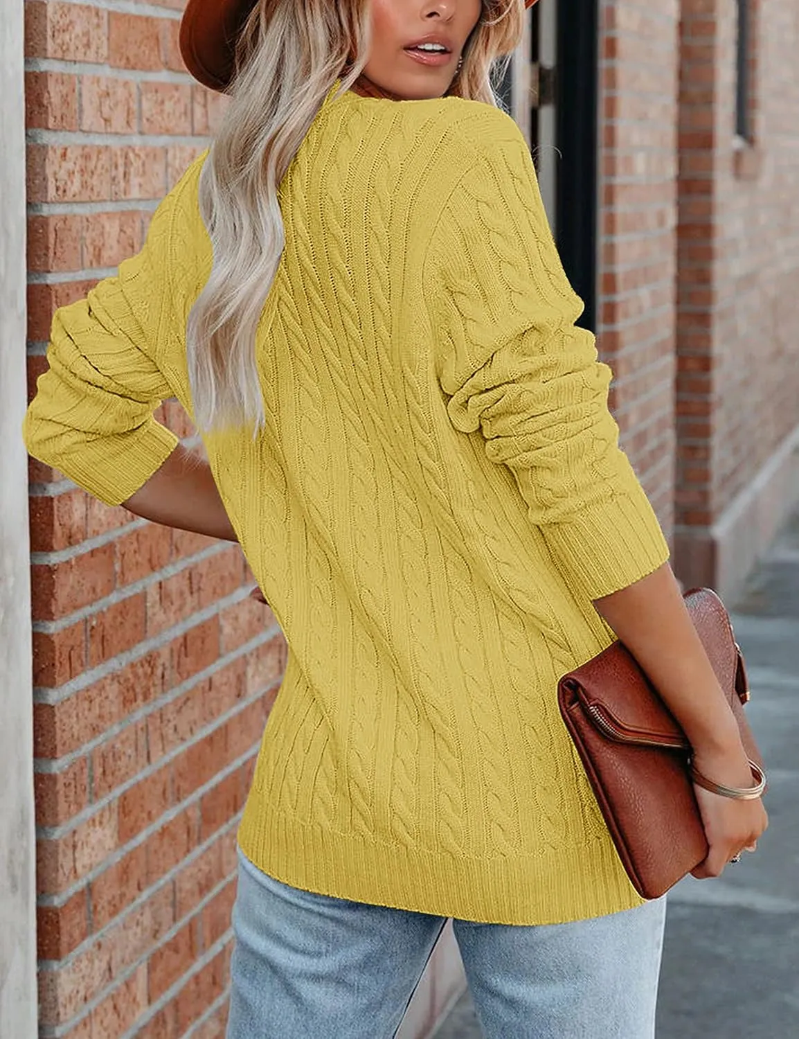 MEROKEETY Women's 2025 Long Sleeve Cable Knit Button Cardigan Sweater Open Front Outwear Coat with Pockets