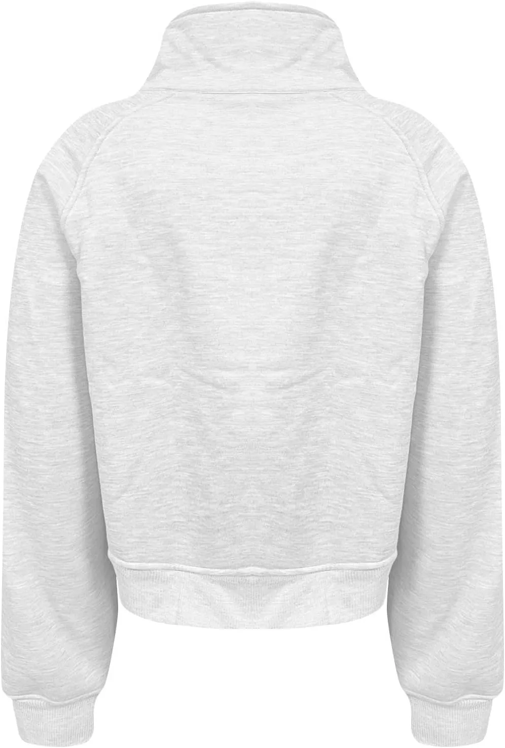 midelxp Womens Cropped Zip Up Hoodie Casual Fleece Stand Collar Sweatshirt Loose Quarter Zip Long Sleeve Pullover Sports Top
