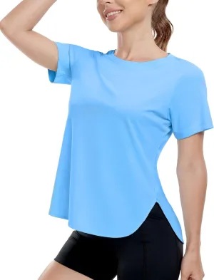 MIER Womens UPF 50  Sun Protection Workout Tops Short Sleeve UV SPF T-Shirts for Athletic Gym Exercise Yoga, Dry Fit