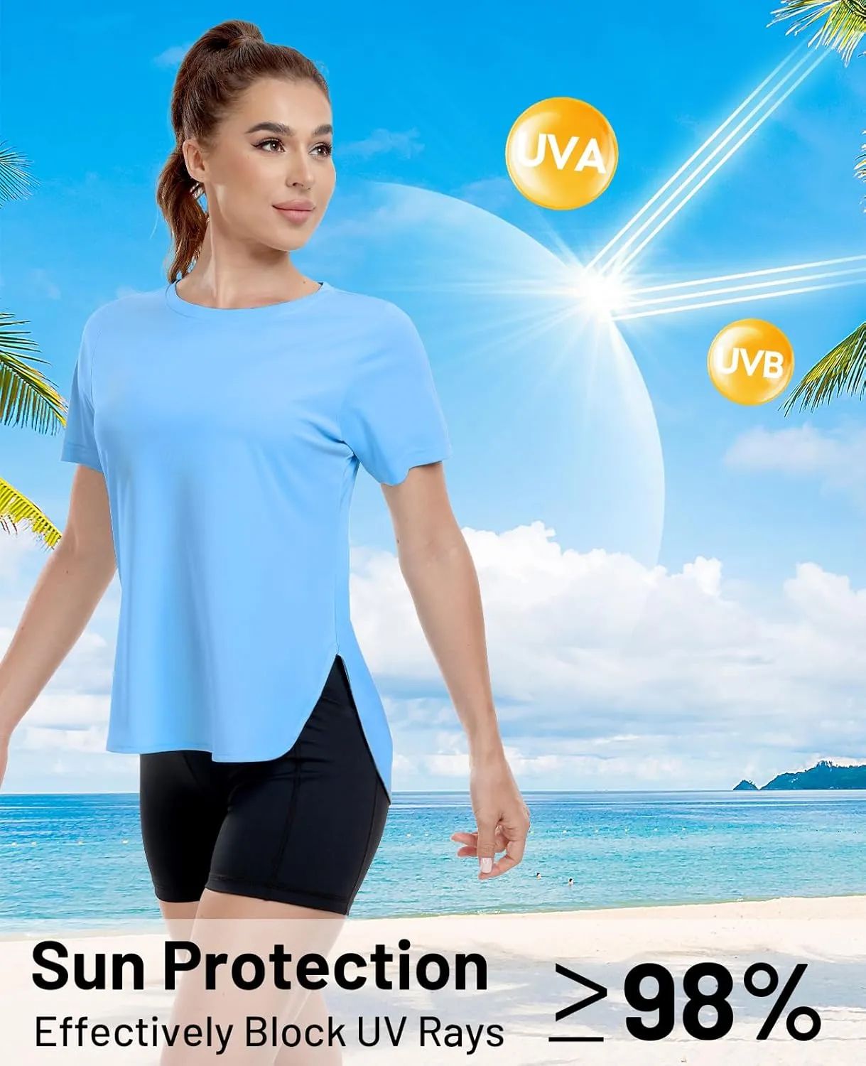 MIER Womens UPF 50  Sun Protection Workout Tops Short Sleeve UV SPF T-Shirts for Athletic Gym Exercise Yoga, Dry Fit