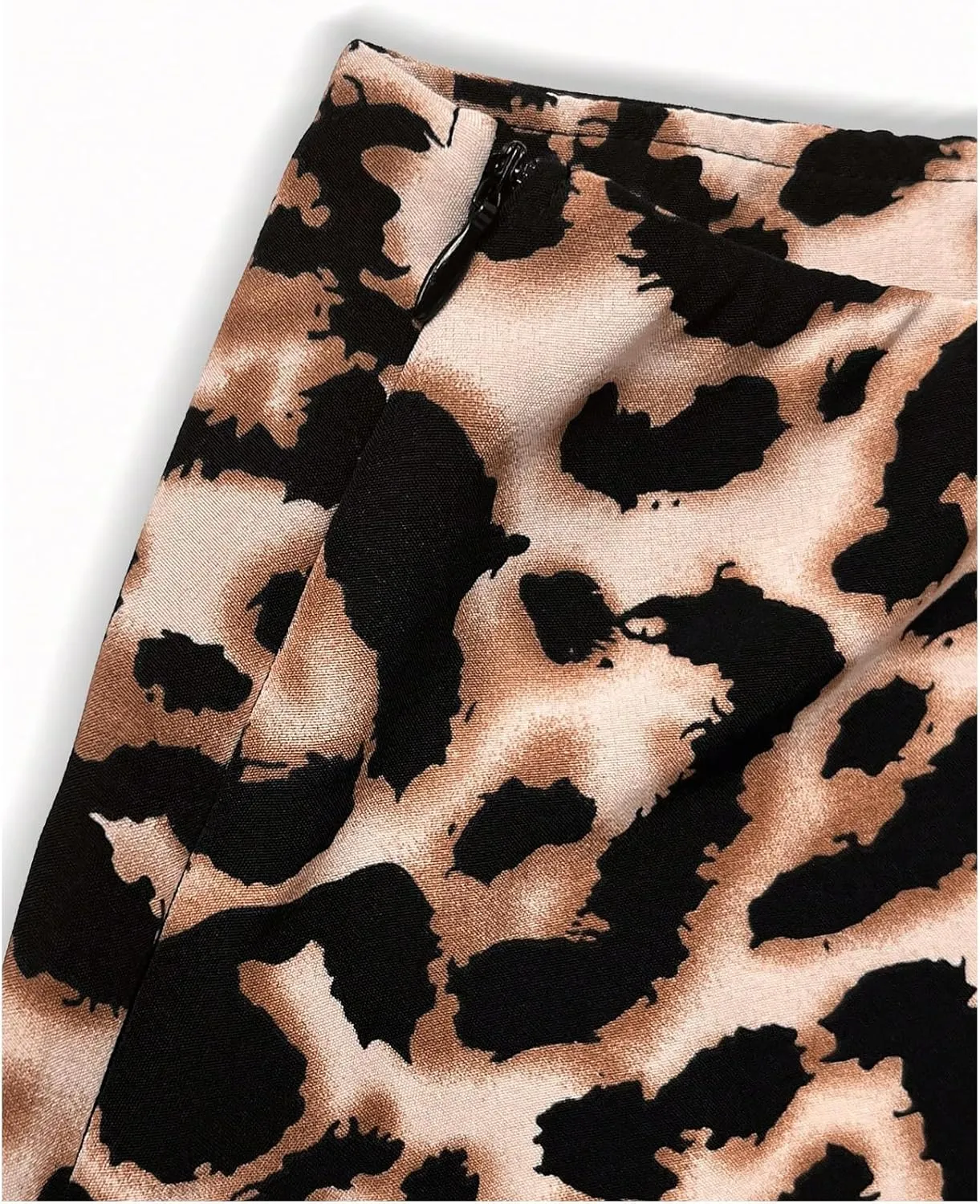 Milumia Women's Leopard Print High Waisted Skirt Ruffle Hem Bodycon Midi Skirt