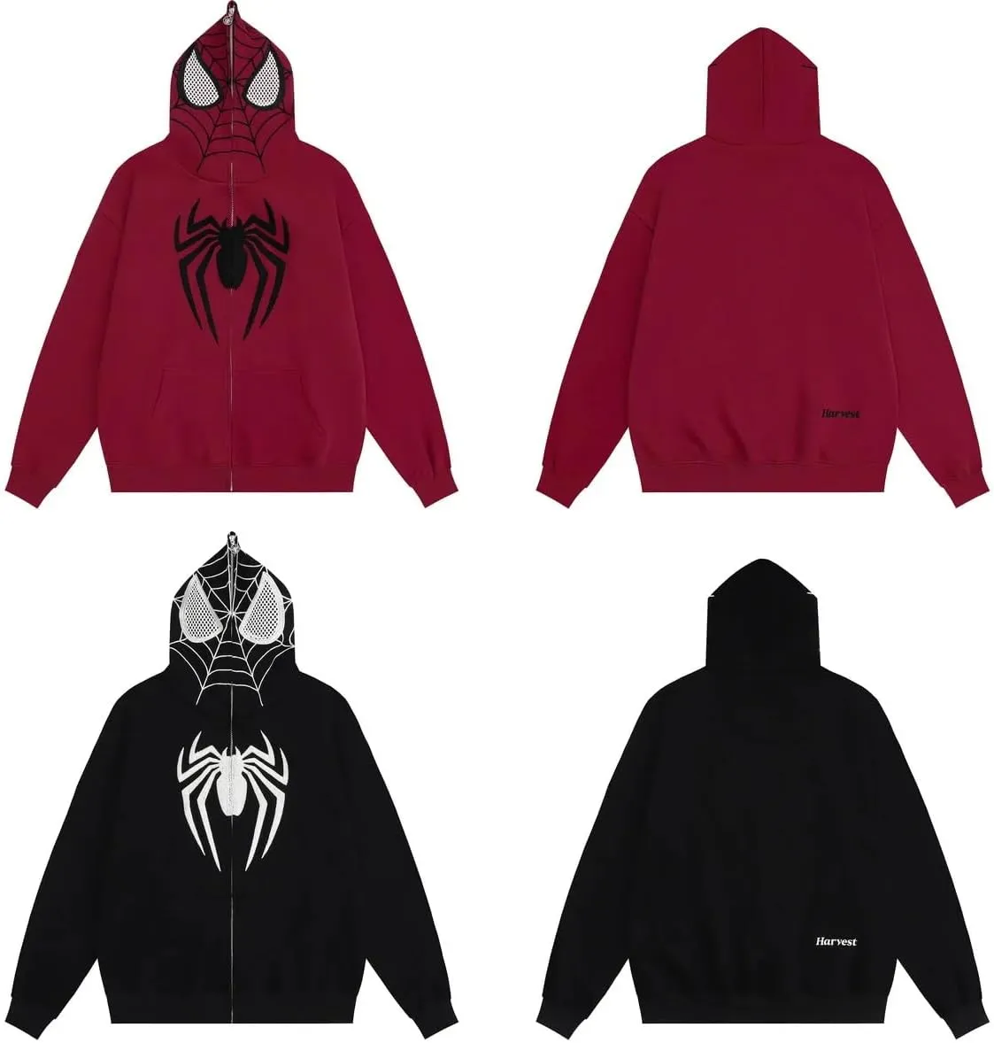 MOLERFO Y2K Hip Hop Spider Hoodie for Women Men Graphic Full Zip up Hoodies Oversized Kawaii Hoodies Spider Jacket