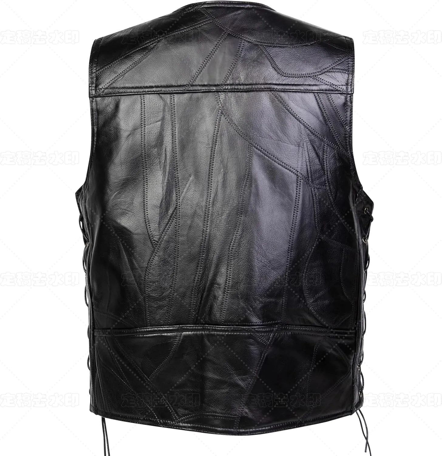 Motorcycle Genuine Leather Biker Vest for Men Club Style Classic Black