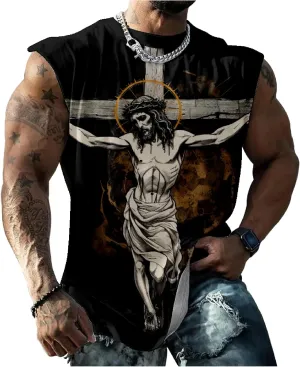 Muscle Shirts for Men Graphic Tank Top Summer Mens Sleeveless Shirts Quick Dry Cool 3D Design Bodybuilding Tee