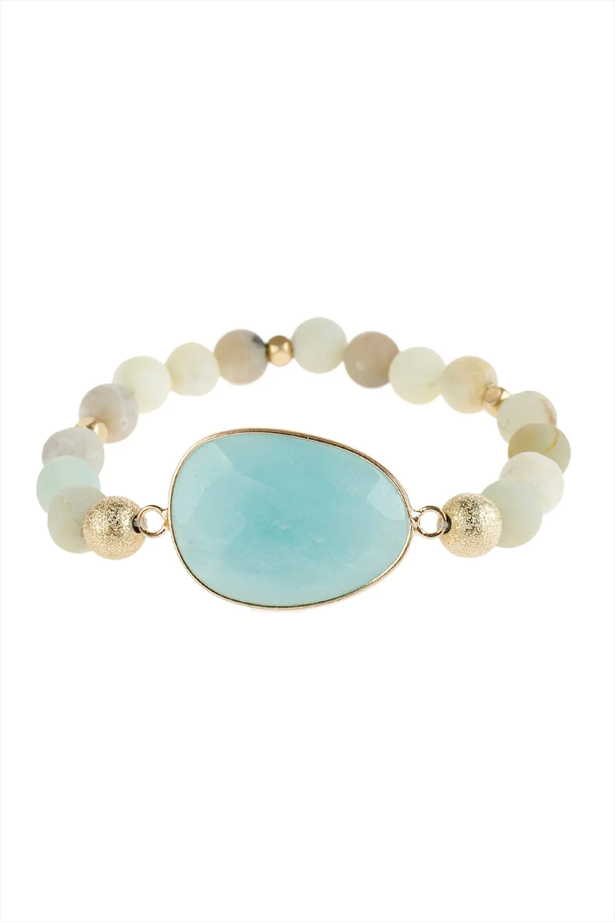 NATURAL BIG STONE CHARM BRACELET/6PCS