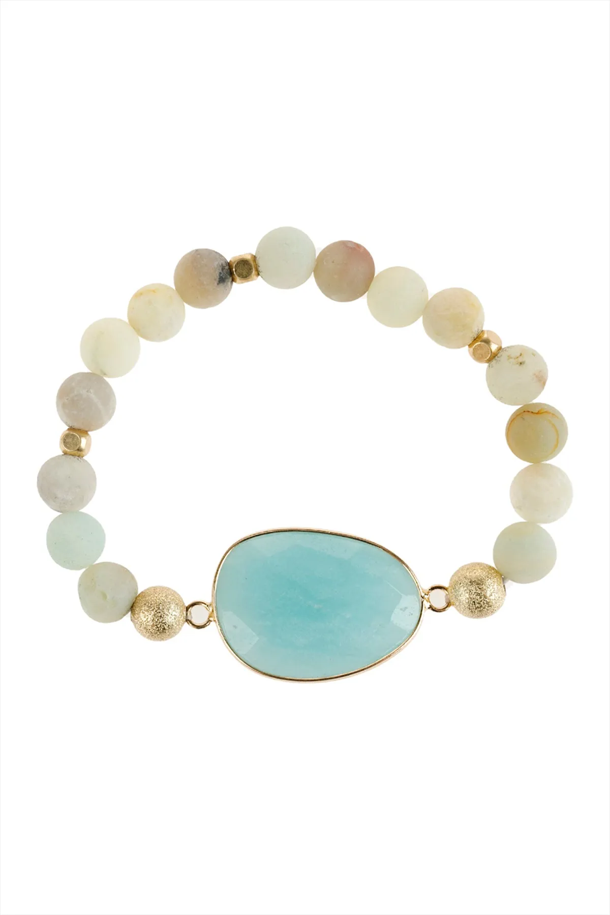 NATURAL BIG STONE CHARM BRACELET/6PCS