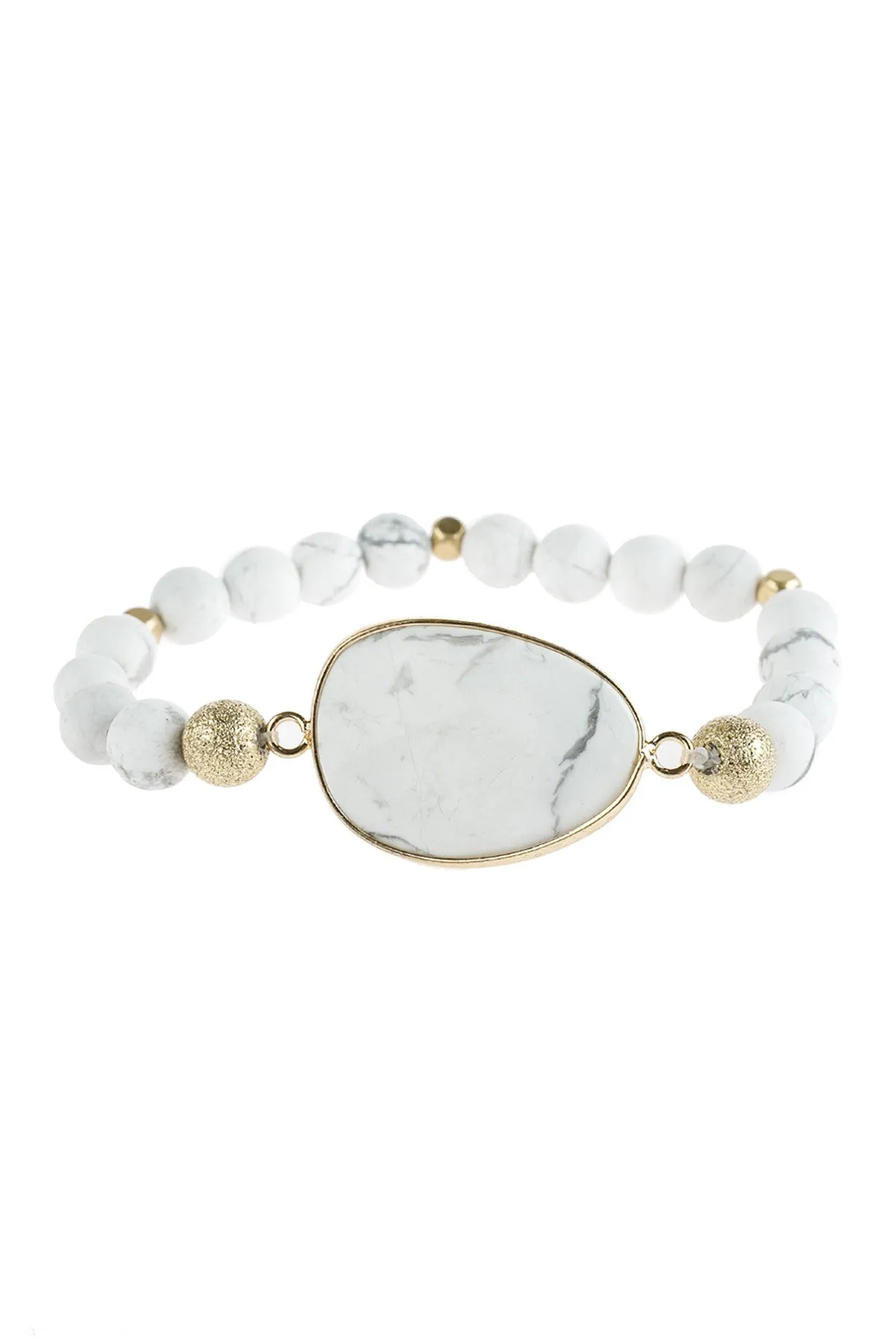 NATURAL BIG STONE CHARM BRACELET/6PCS