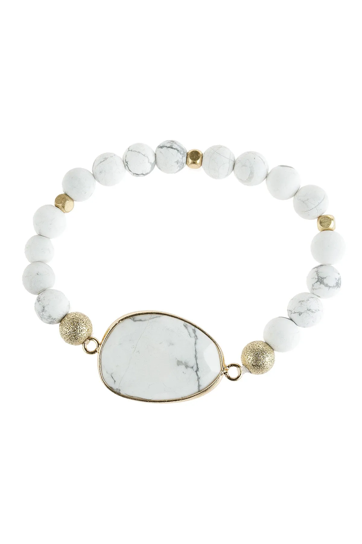 NATURAL BIG STONE CHARM BRACELET/6PCS
