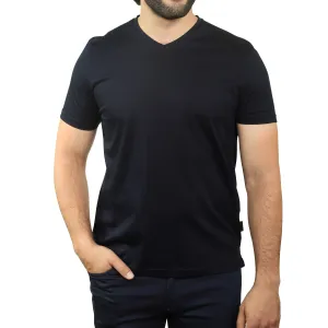 Navy Mercerized Cotton V-Neck T-Shirt
