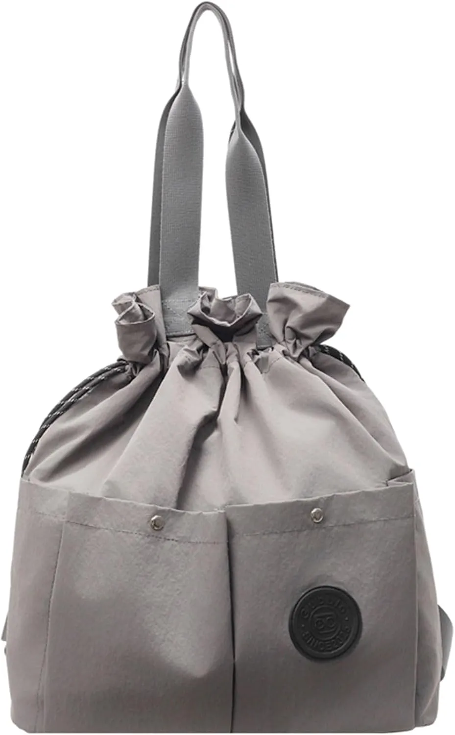 Nylon Hobo Bag Plain Backpack Casual Shoulder Tote Stachel Bag Travel Daypacks (Grey)