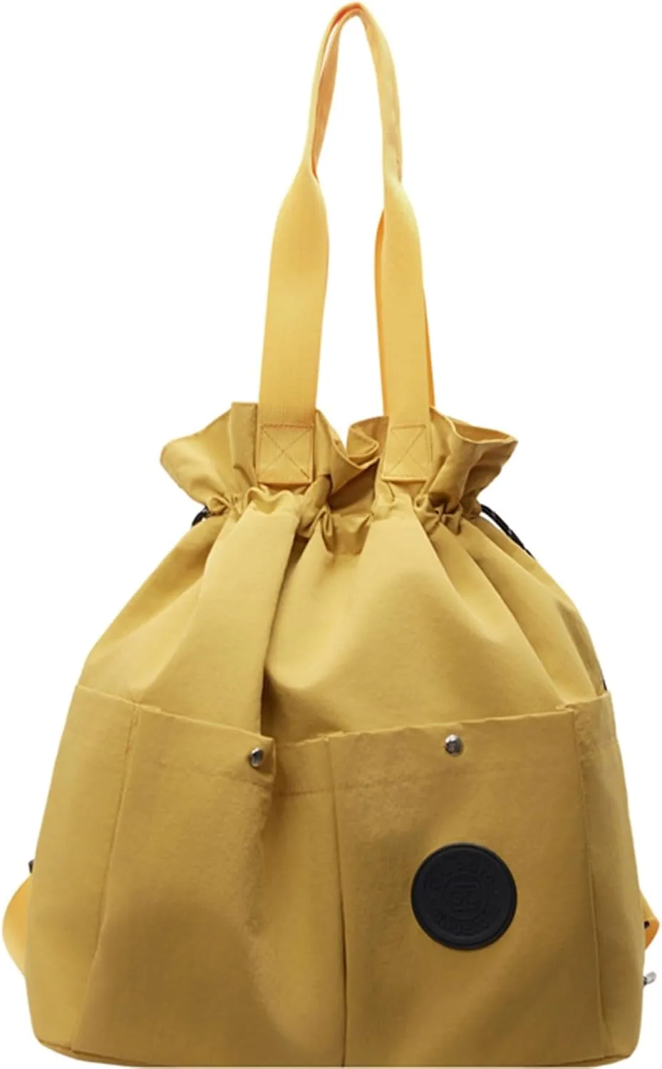Nylon Hobo Bag Plain Backpack Casual Shoulder Tote Stachel Bag Travel Daypacks (Yellow)