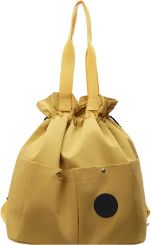 Nylon Hobo Bag Plain Backpack Casual Shoulder Tote Stachel Bag Travel Daypacks (Yellow)