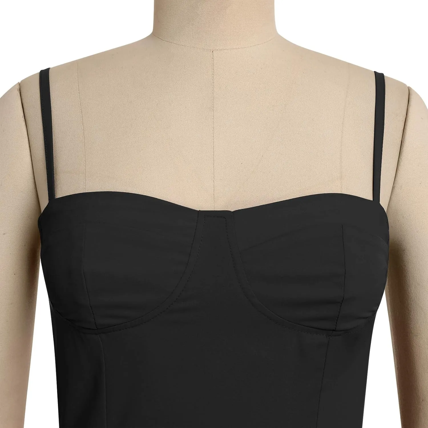 OBEEII Corset Dress for Women Summer Sundress Spaghetti Straps Bustier Midi Dress with Pockets Flowy Graduation Party Dress