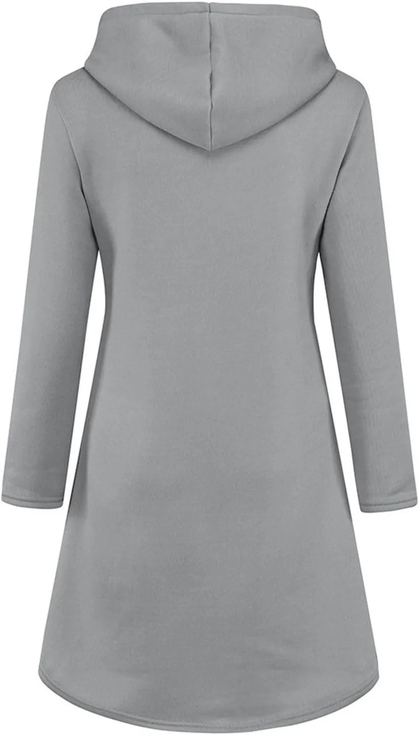 Oversized Hoodie Dress for Women Fleece Hooded Sweatshirt Dress with Pockets Casual Cute Preppy Tunic Mini Dresses