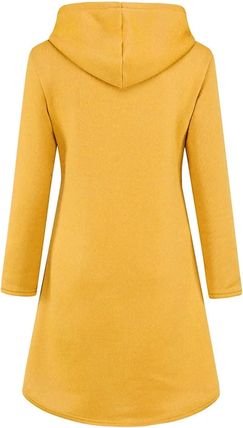 Oversized Hoodie Dress for Women Fleece Hooded Sweatshirt Dress with Pockets Casual Cute Preppy Tunic Mini Dresses