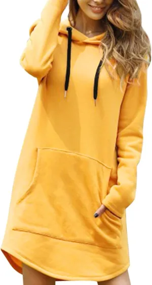 Oversized Hoodie Dress for Women Fleece Hooded Sweatshirt Dress with Pockets Casual Cute Preppy Tunic Mini Dresses
