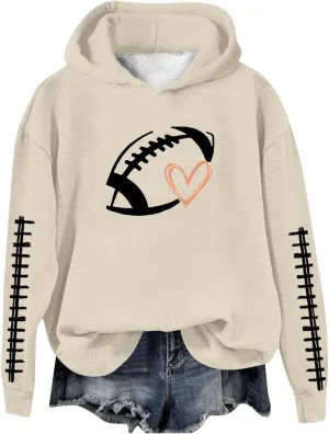 Oversized Hoodies for Women Football Hoodies for Women Graphic Print Sunday Sports Long Sleeve Sweatshirts 2024 Fall Athletic Casual Pullover Top Orders Placed by Me
