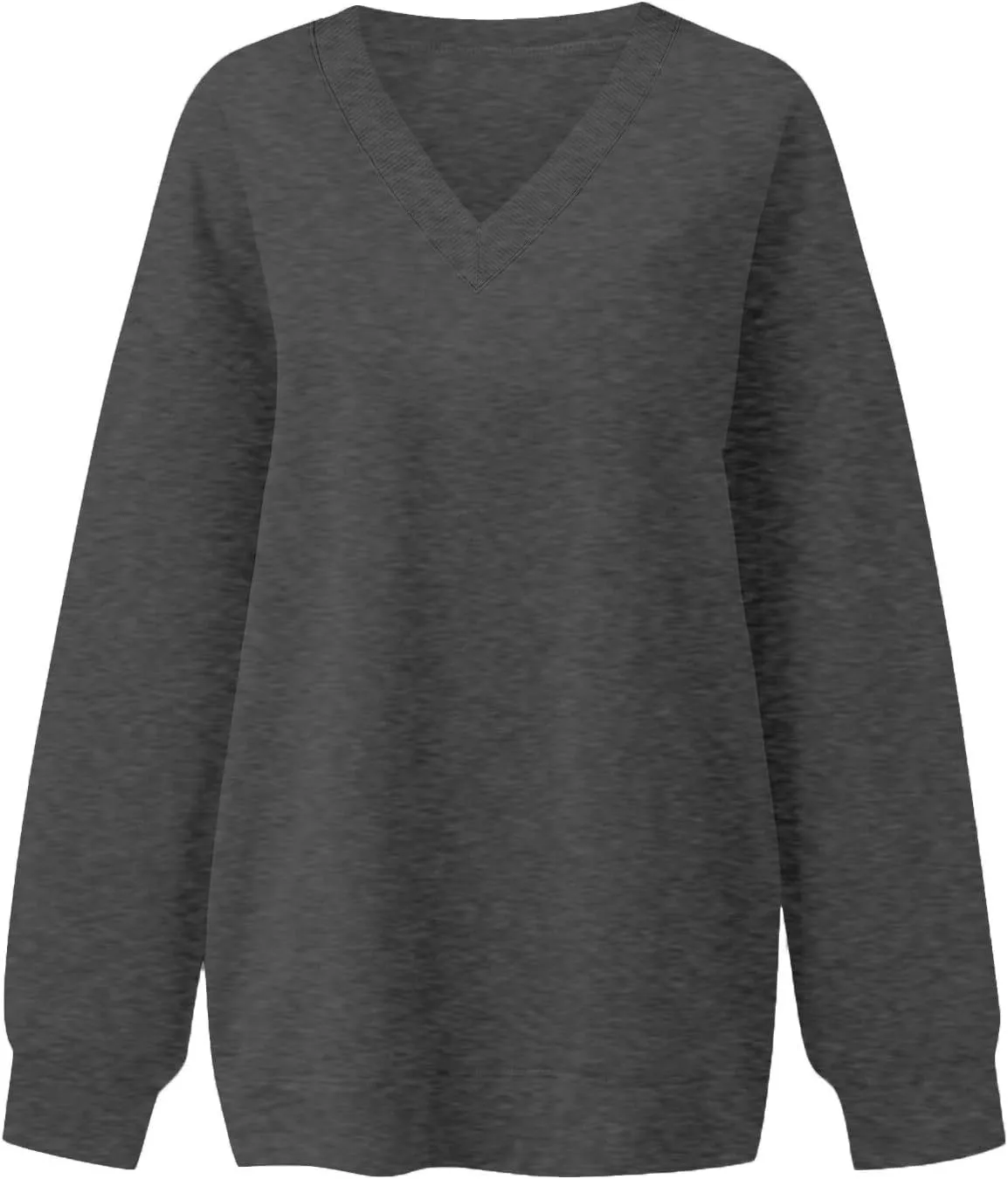 Oversized Sweatshirt for Women Fleece Hoodies Pullover V Neck Long Sleeve Shirts Sweatshirt No Hood Loose Fitting Tops