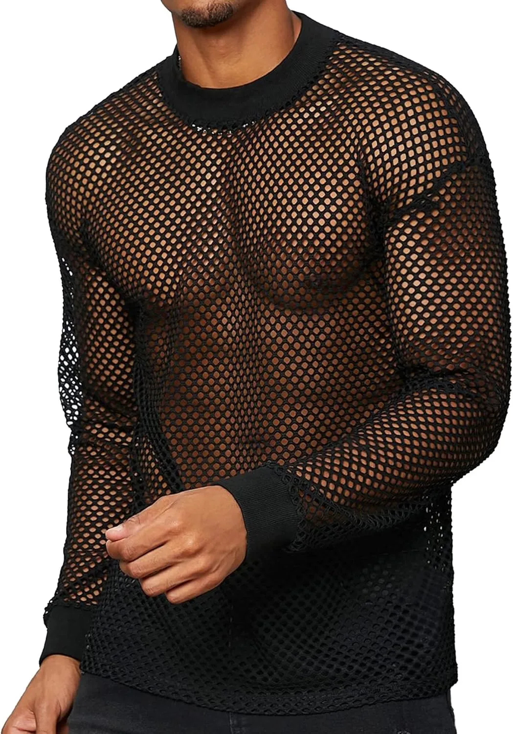 Panegy Men's Sheer Mesh See Through Tshirt Workout Gym Muscle Shirts Party Club Rave Disco Tank Top Tee