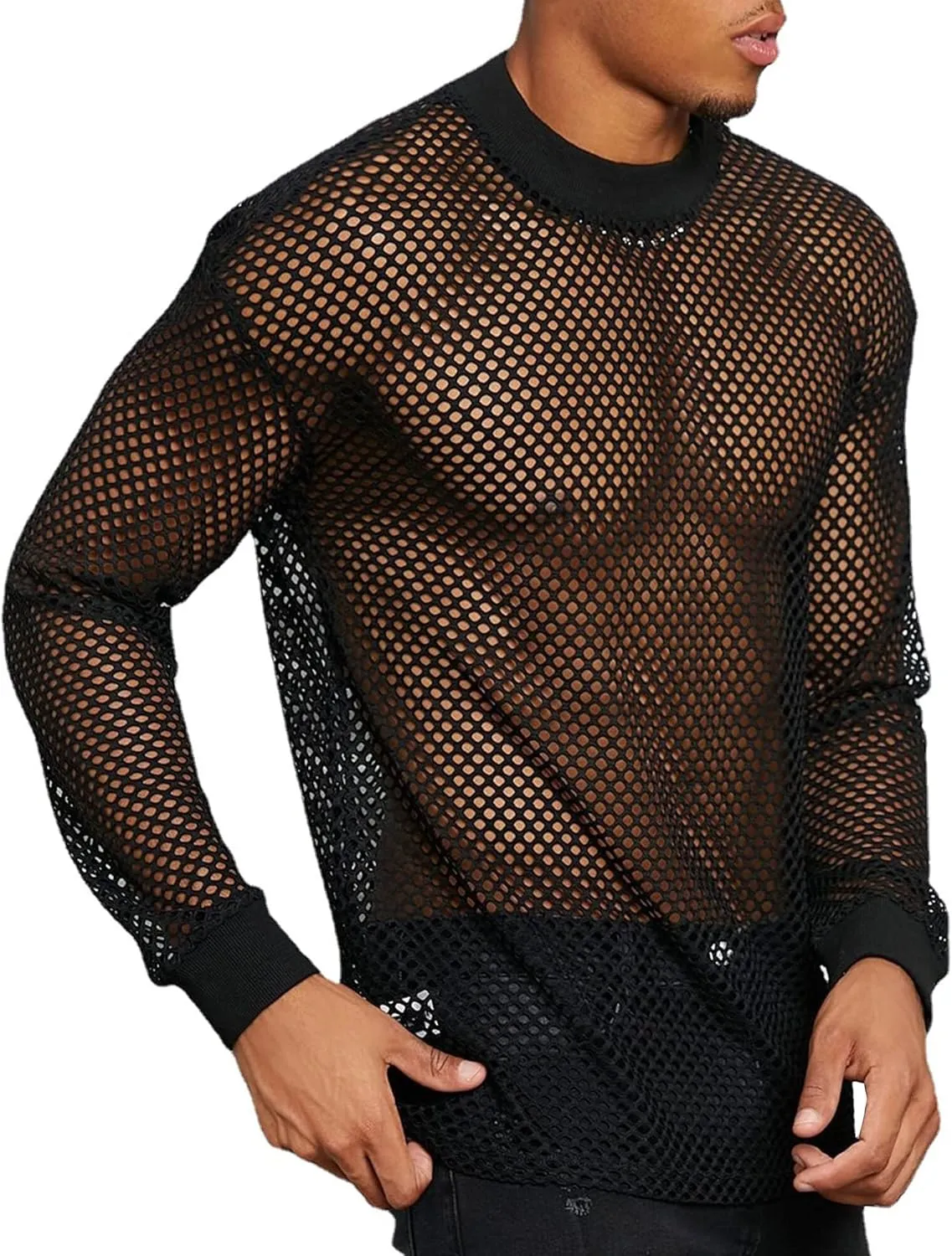 Panegy Men's Sheer Mesh See Through Tshirt Workout Gym Muscle Shirts Party Club Rave Disco Tank Top Tee