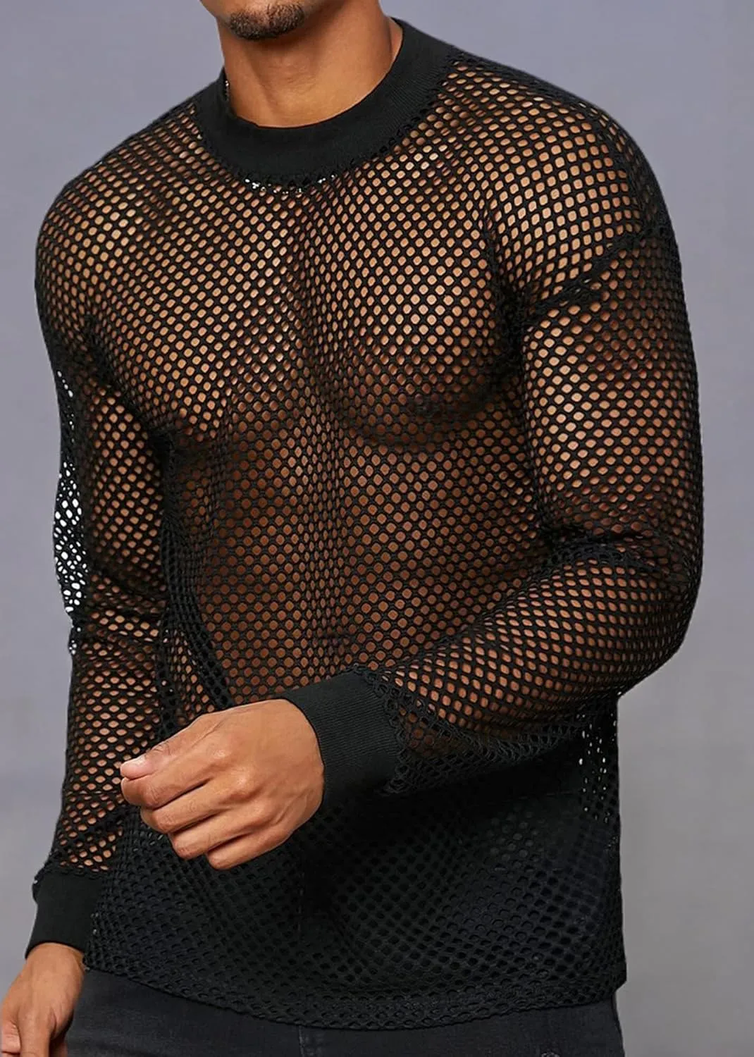Panegy Men's Sheer Mesh See Through Tshirt Workout Gym Muscle Shirts Party Club Rave Disco Tank Top Tee