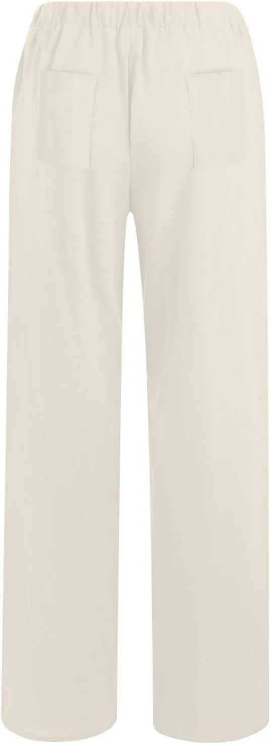 Pants for Women Summer Solid Color Straight Leg Casual Trousers Baggy Elastic High Waist Pant with Pockets