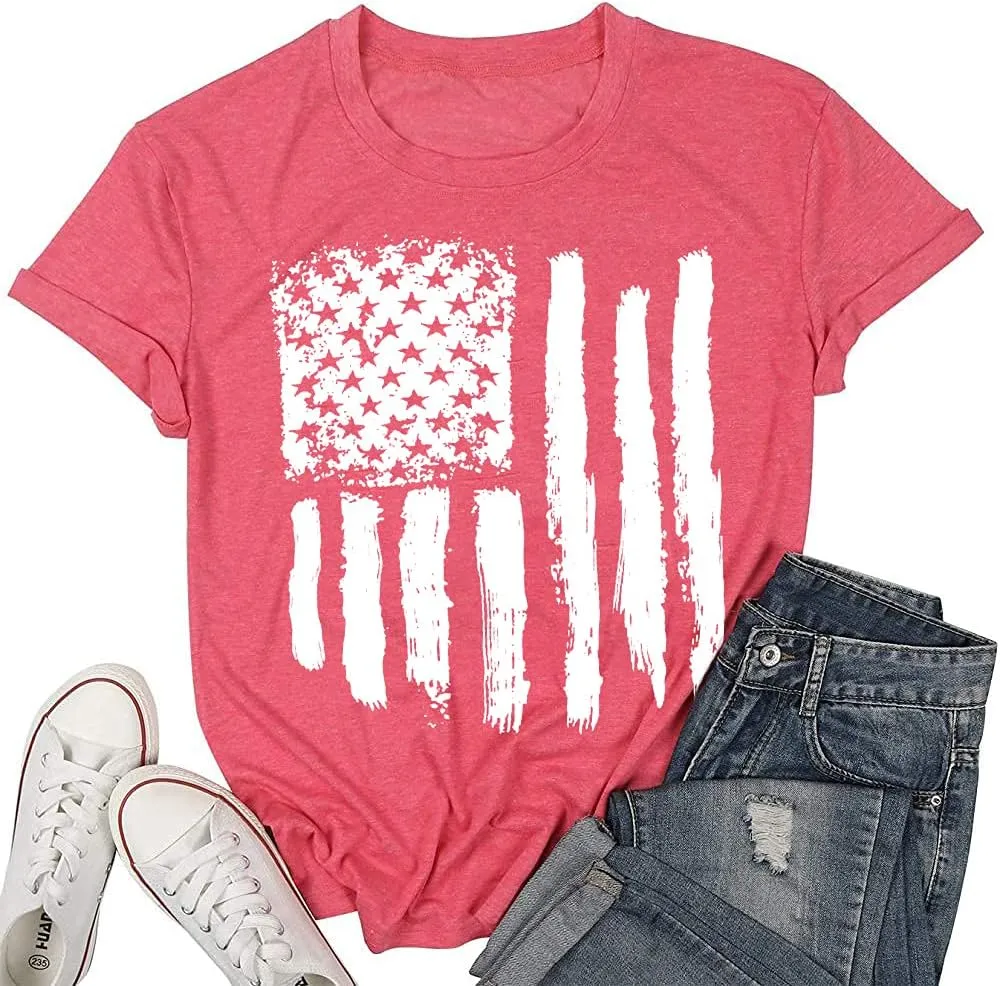 Patriotic Shirts for Women American Flag Shirt 4th of July Tshirt Graphic Tees Casual Short Sleeve Tee Top
