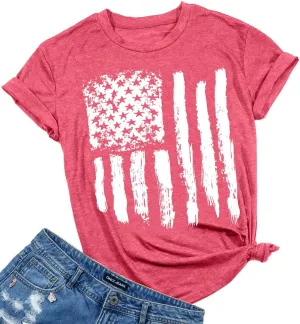 Patriotic Shirts for Women American Flag Shirt 4th of July Tshirt Graphic Tees Casual Short Sleeve Tee Top