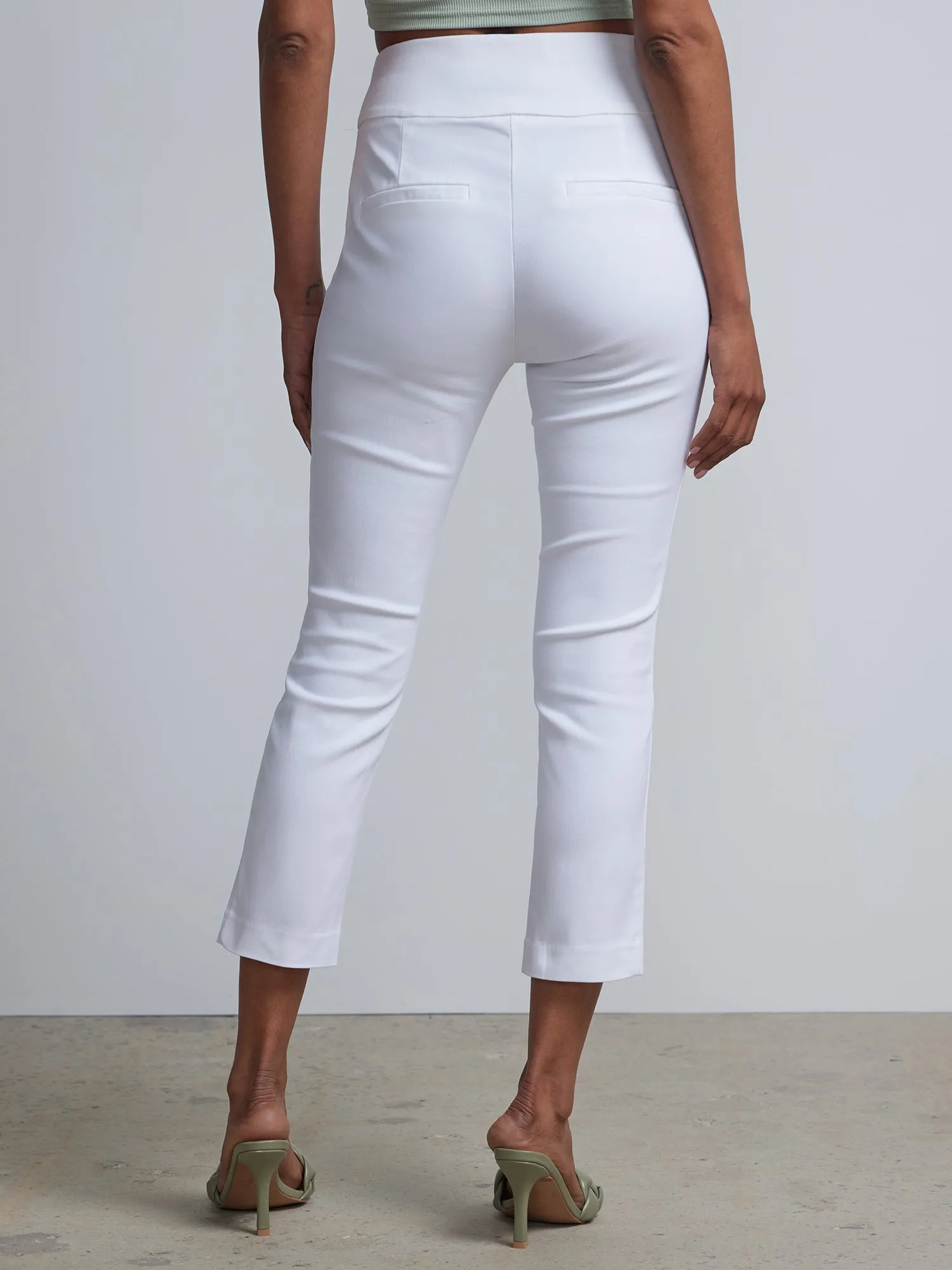 Petite Whitney High-Waisted Pull-On Slim-Leg Capri Pant - White