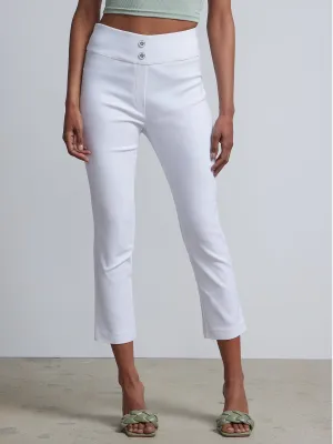 Petite Whitney High-Waisted Pull-On Slim-Leg Capri Pant - White