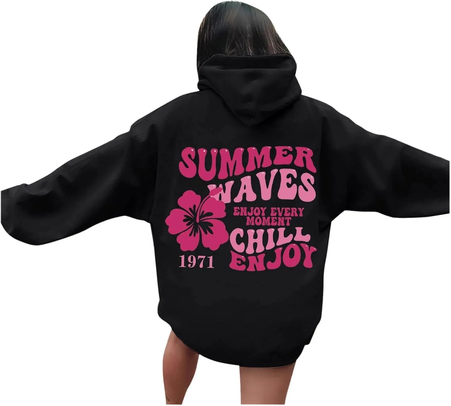 Pink Palm Puff Hoodie Preppy Y2k Hoodie Cute Graphic Hoodies for Teen Girls Oversized Clothes