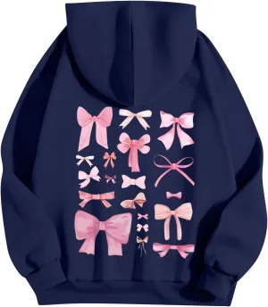 Pink Palm Puff Hoodie Preppy Y2k Hoodie Cute Graphic Hoodies for Teen Girls Oversized Clothes