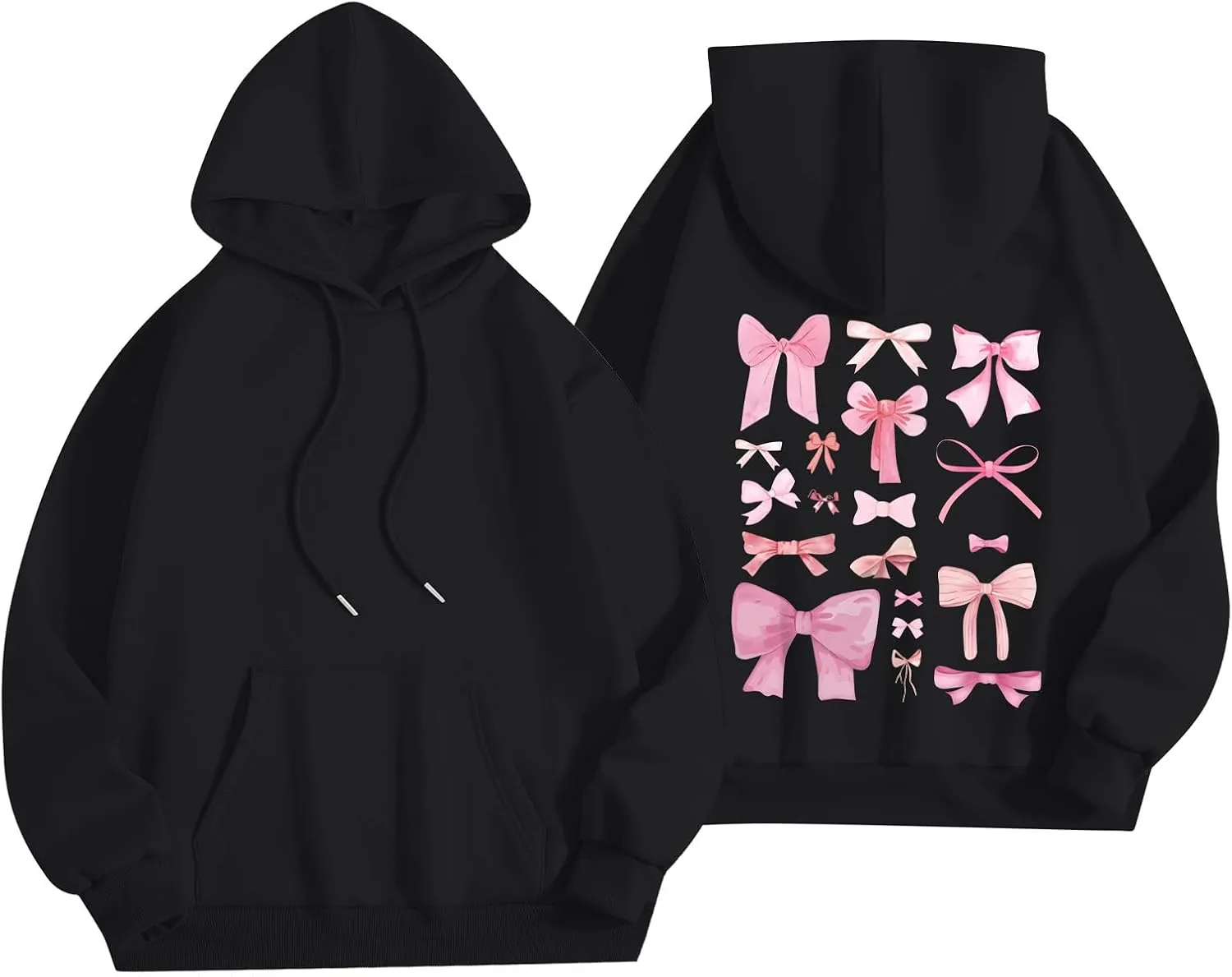 Pink Palm Puff Hoodie Preppy Y2k Hoodie Cute Graphic Hoodies for Teen Girls Oversized Clothes