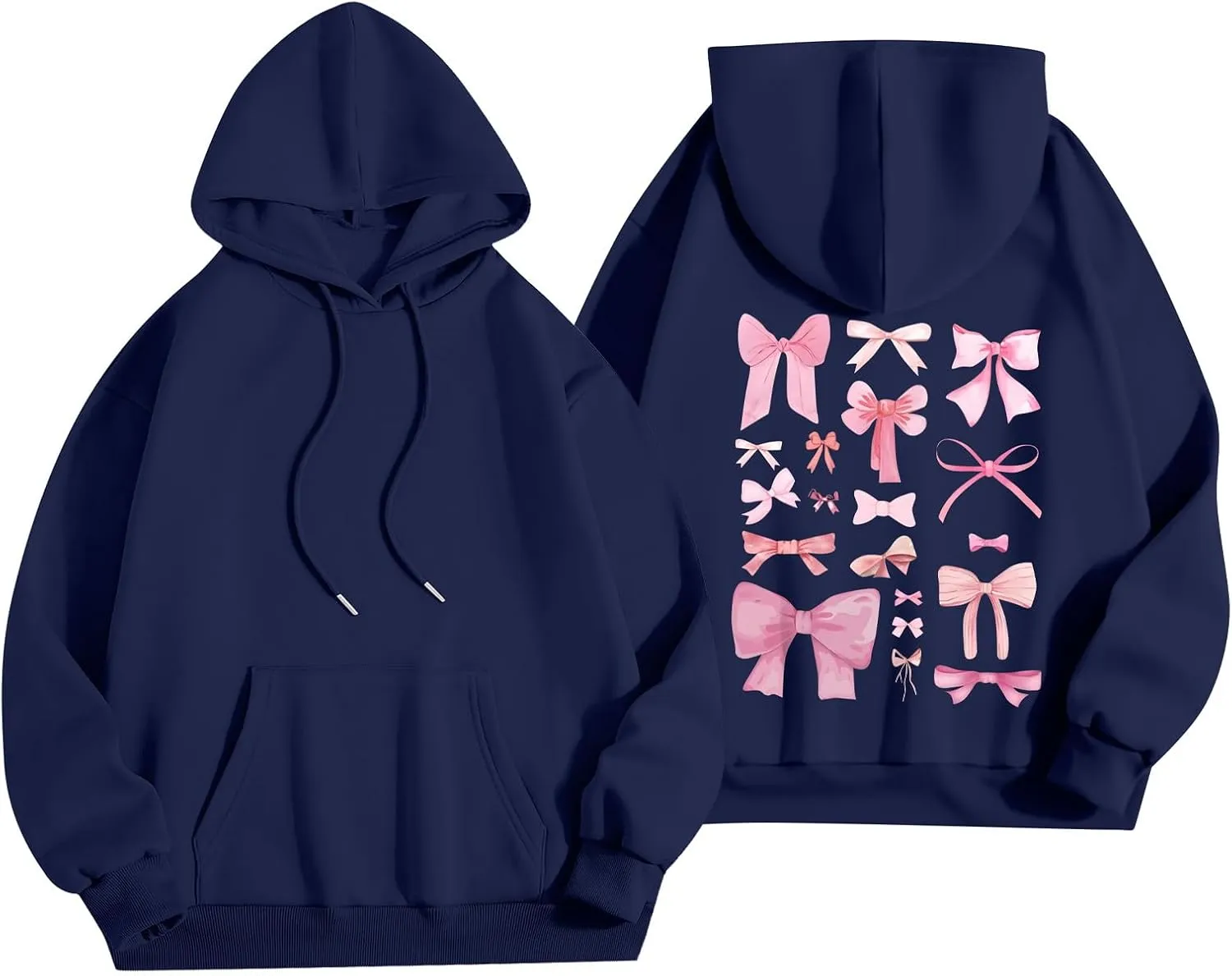 Pink Palm Puff Hoodie Preppy Y2k Hoodie Cute Graphic Hoodies for Teen Girls Oversized Clothes